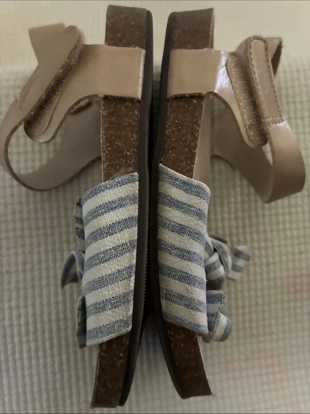Old Navy Girls Striped Bow Sandals in Blue and Tan